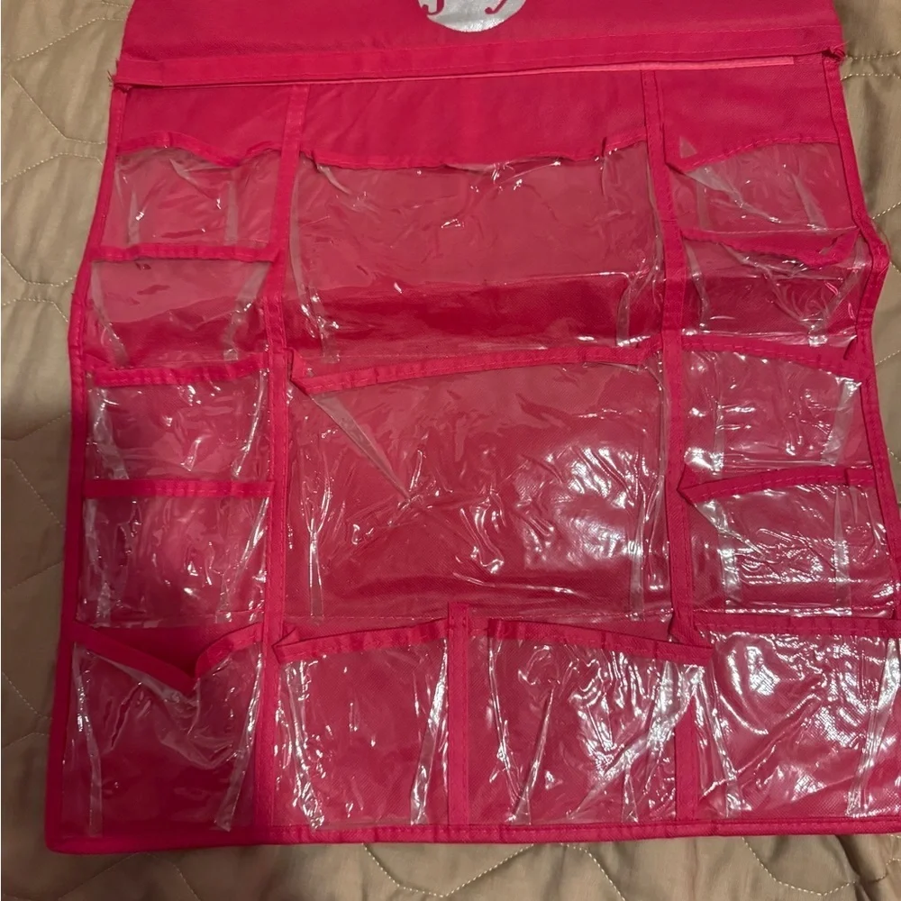 JOY Mangano Huggable Hangers 30 Pocket Organizer Jewelry Small Items Ruby Red
